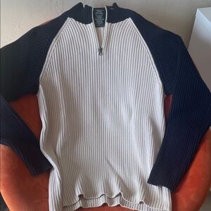 Polo Ralph Lauren Blue and Cream Zip-Up Sweater